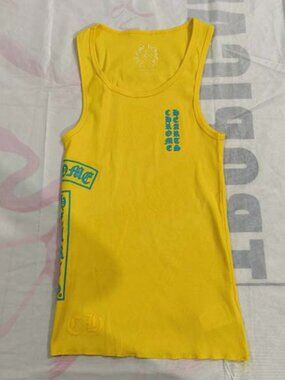 Chrome Hearts Blue Vertical Logo Ribbed Yellow Tank Top